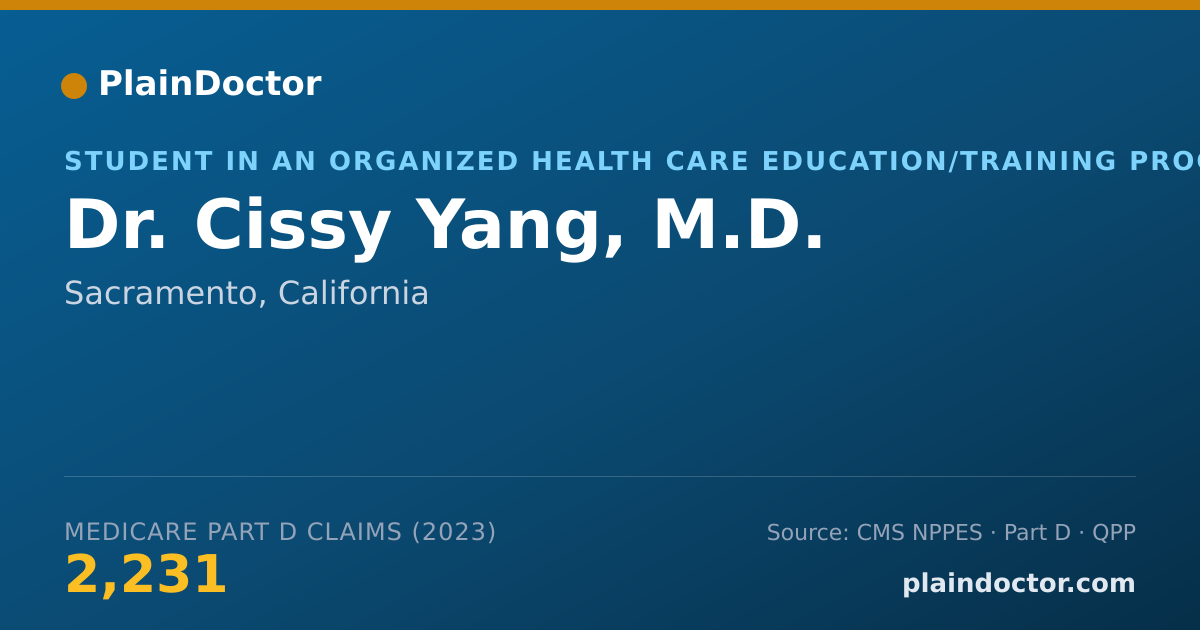 Shareable card for Cissy Yang, M.D. - Student in an Organized Health Care Education/Training Program, Sacramento, CA