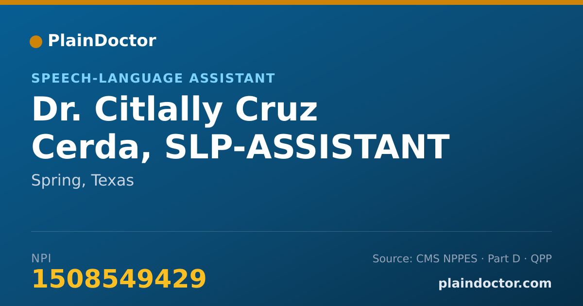 Shareable card for Citlally Cruz Cerda, SLP-ASSISTANT - Speech-Language Assistant, Spring, TX