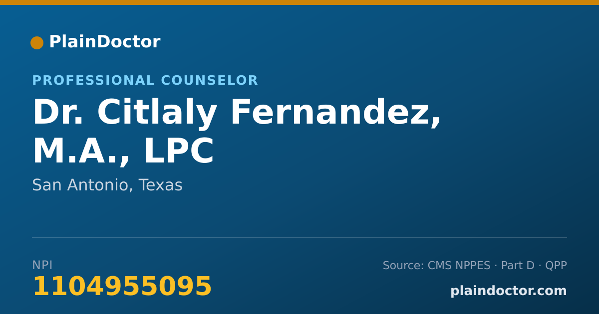 Shareable card for Citlaly Fernandez, M.A., LPC - Professional Counselor, San Antonio, TX