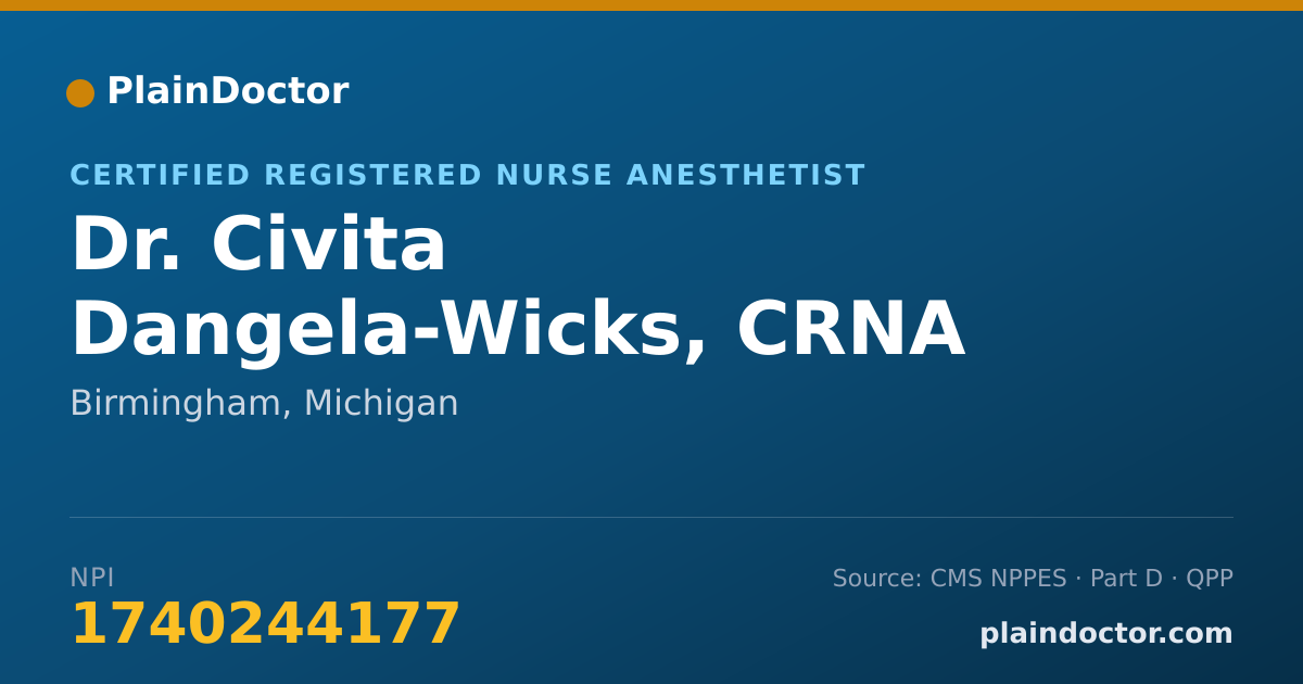 Shareable card for Civita Dangela-Wicks, CRNA - Certified Registered Nurse Anesthetist, Birmingham, MI