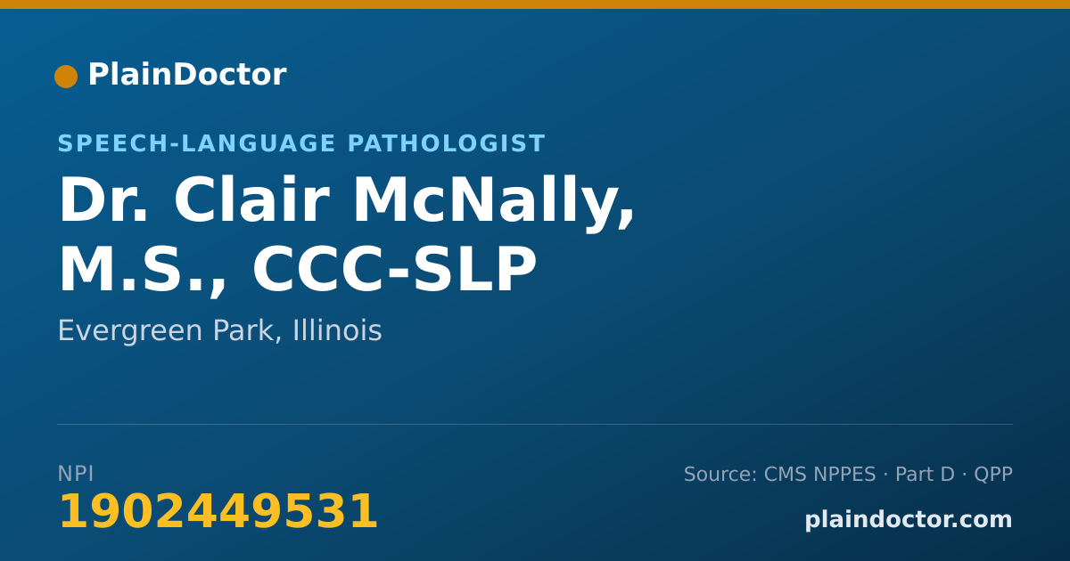 Shareable card for Clair McNally, M.S., CCC-SLP - Speech-Language Pathologist, Evergreen Park, IL