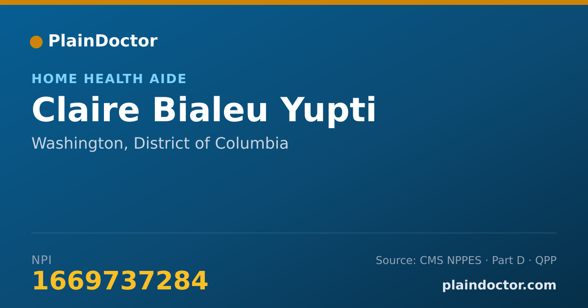 Shareable card for Claire Bialeu Yupti - Home Health Aide, Washington, DC