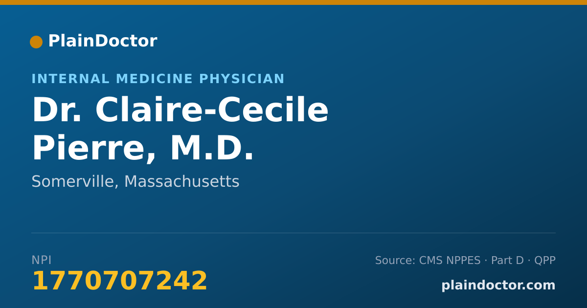 Shareable card for Claire-Cecile Pierre, M.D. - Internal Medicine Physician, Somerville, MA
