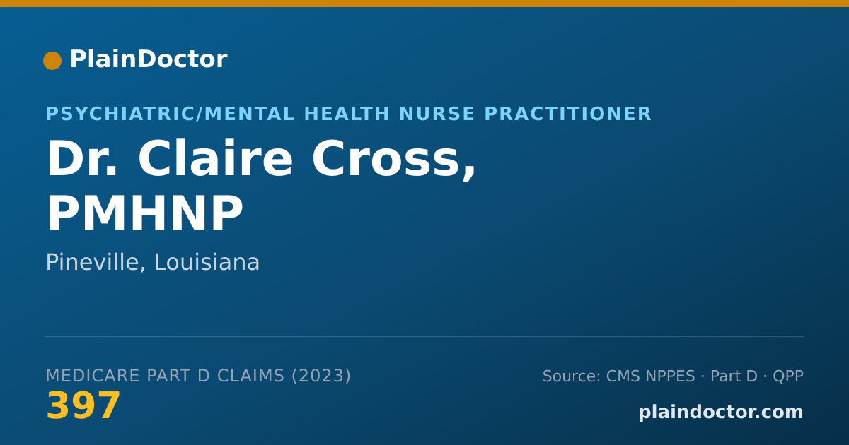 Shareable card for Claire Cross, PMHNP - Psychiatric/Mental Health Nurse Practitioner, Pineville, LA