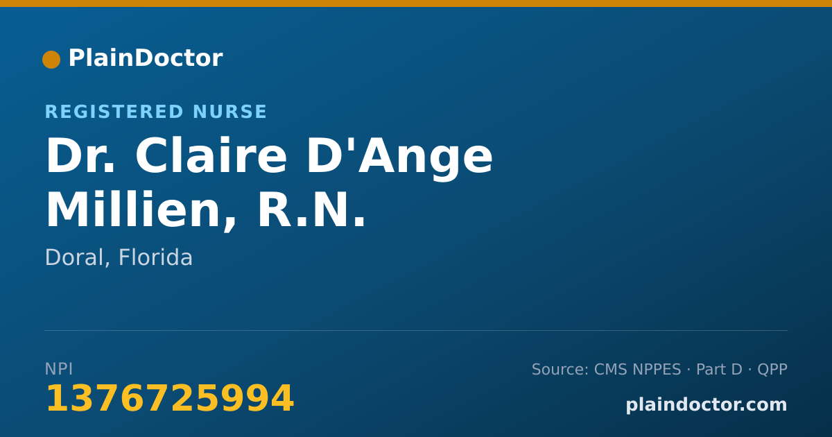 Shareable card for Claire D'Ange Millien, R.N. - Registered Nurse, Doral, FL