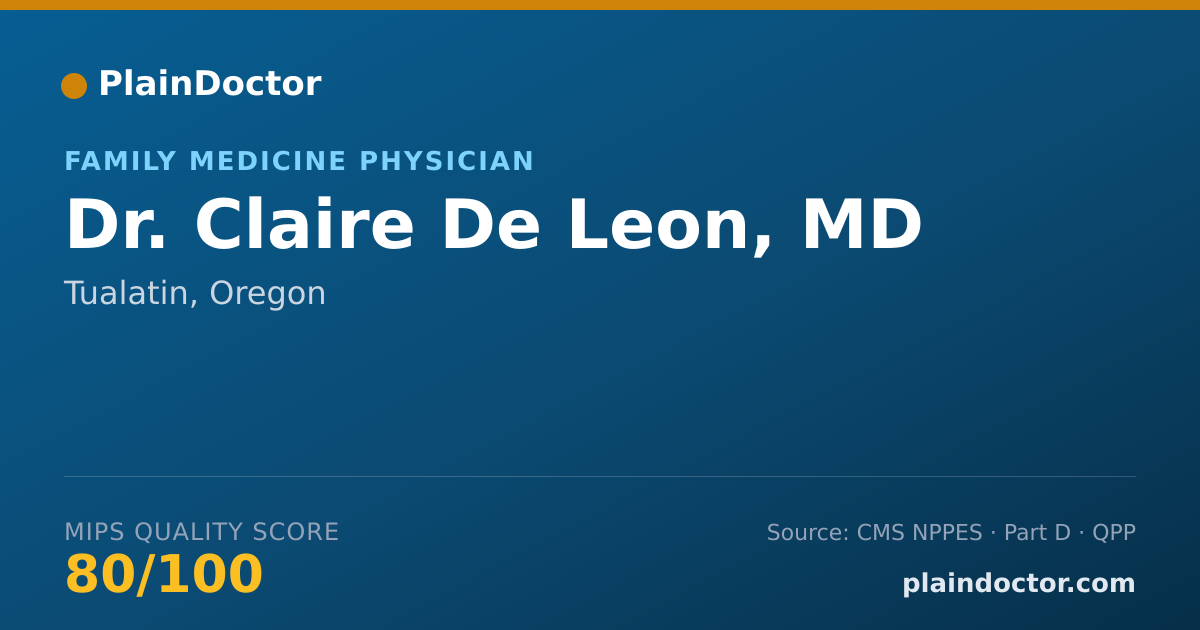 Shareable card for Claire De Leon, MD - Family Medicine Physician, Tualatin, OR