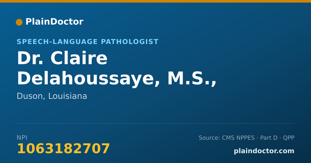 Shareable card for Claire Delahoussaye, M.S., CCC-SLP - Speech-Language Pathologist, Duson, LA