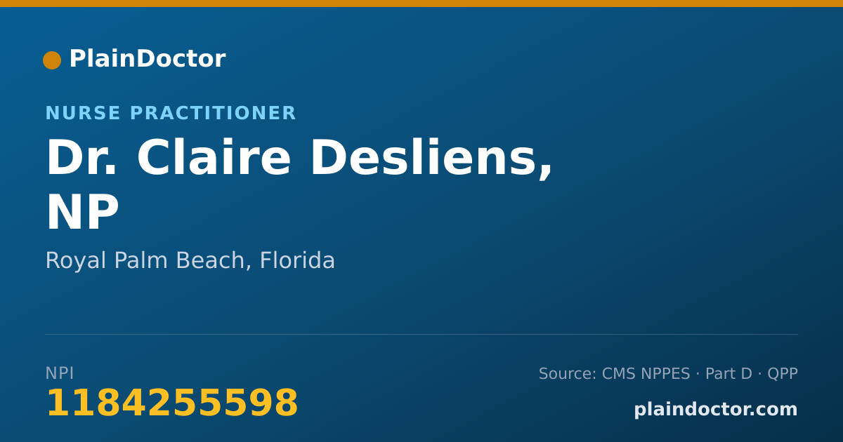 Shareable card for Claire Desliens, NP - Nurse Practitioner, Royal Palm Beach, FL