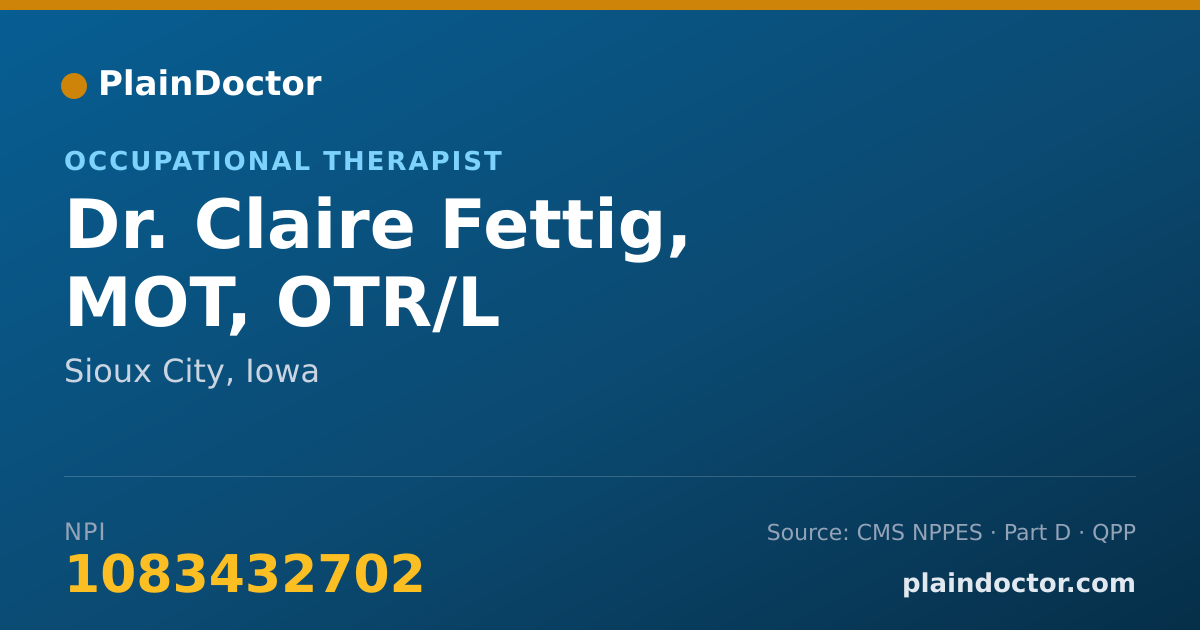 Shareable card for Claire Fettig, MOT, OTR/L - Occupational Therapist, Sioux City, IA