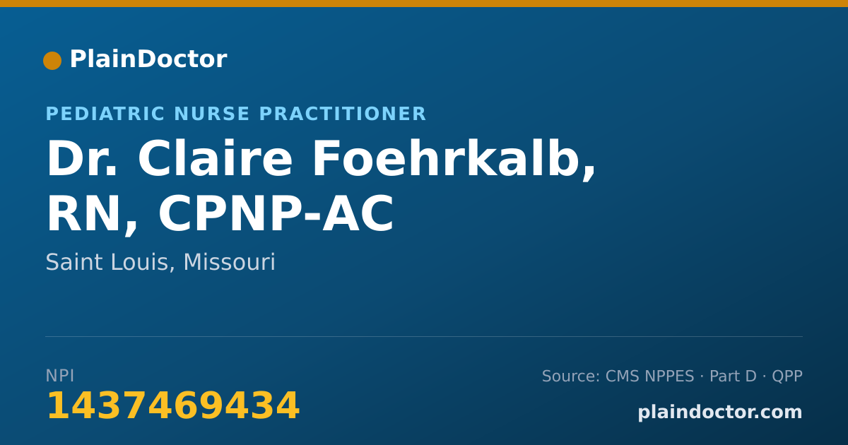 Shareable card for Claire Foehrkalb, RN, CPNP-AC - Pediatric Nurse Practitioner, Saint Louis, MO