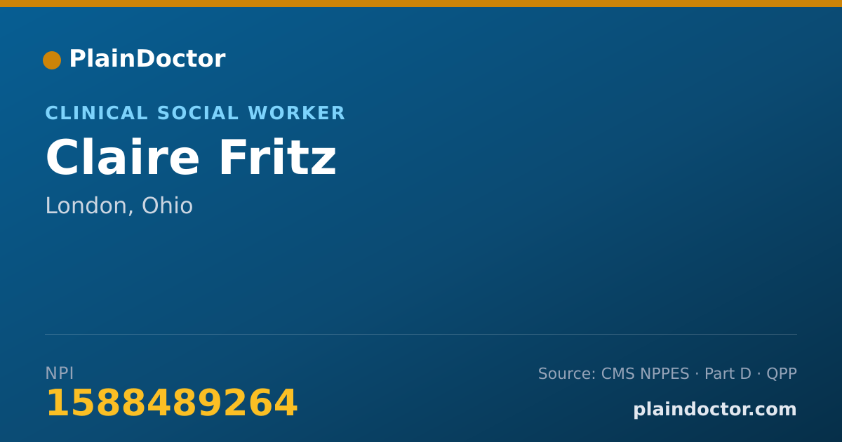 Shareable card for Claire Fritz - Clinical Social Worker, London, OH