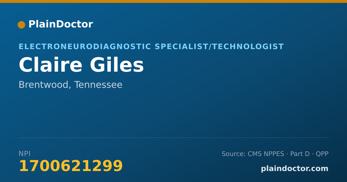 Shareable card for Claire Giles - Electroneurodiagnostic Specialist/Technologist, Brentwood, TN