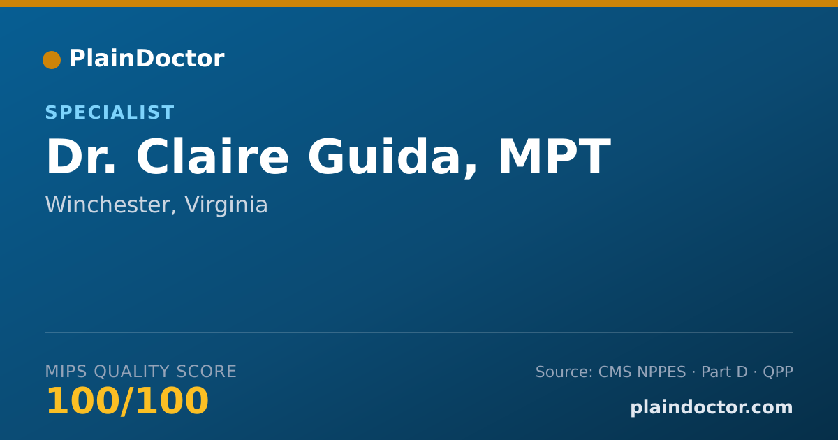 Shareable card for Claire Guida, MPT - Specialist, Winchester, VA