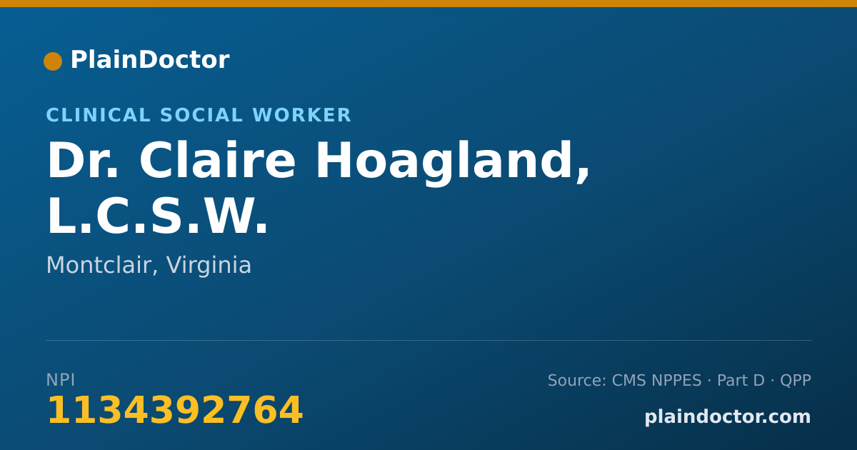 Shareable card for Claire Hoagland, L.C.S.W. - Clinical Social Worker, Montclair, VA