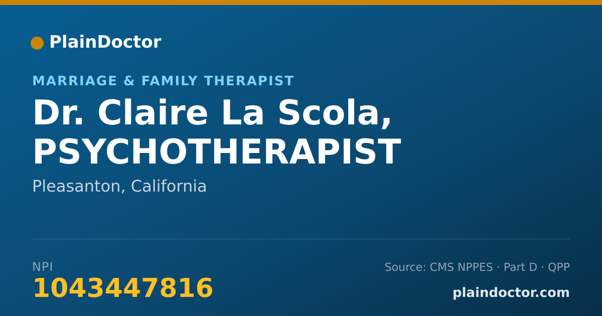 Shareable card for Claire La Scola, PSYCHOTHERAPIST - Marriage & Family Therapist, Pleasanton, CA
