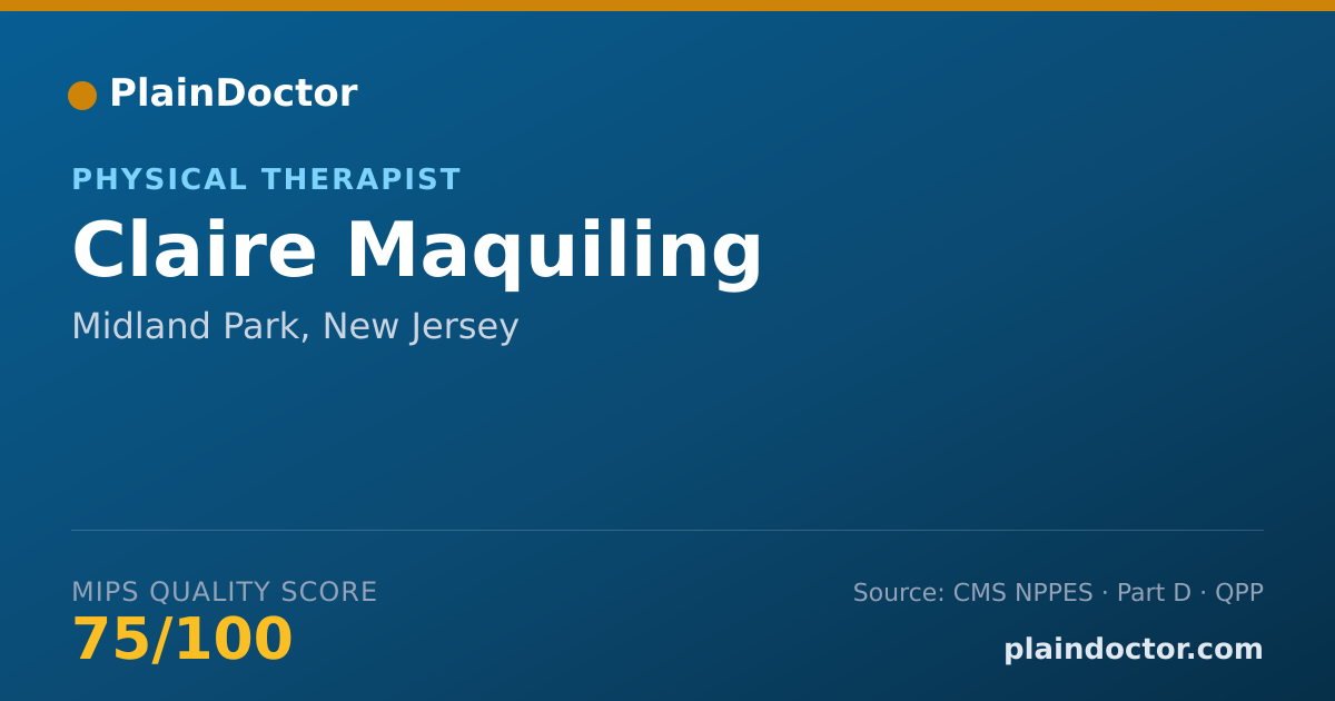Shareable card for Claire Maquiling - Physical Therapist, Midland Park, NJ