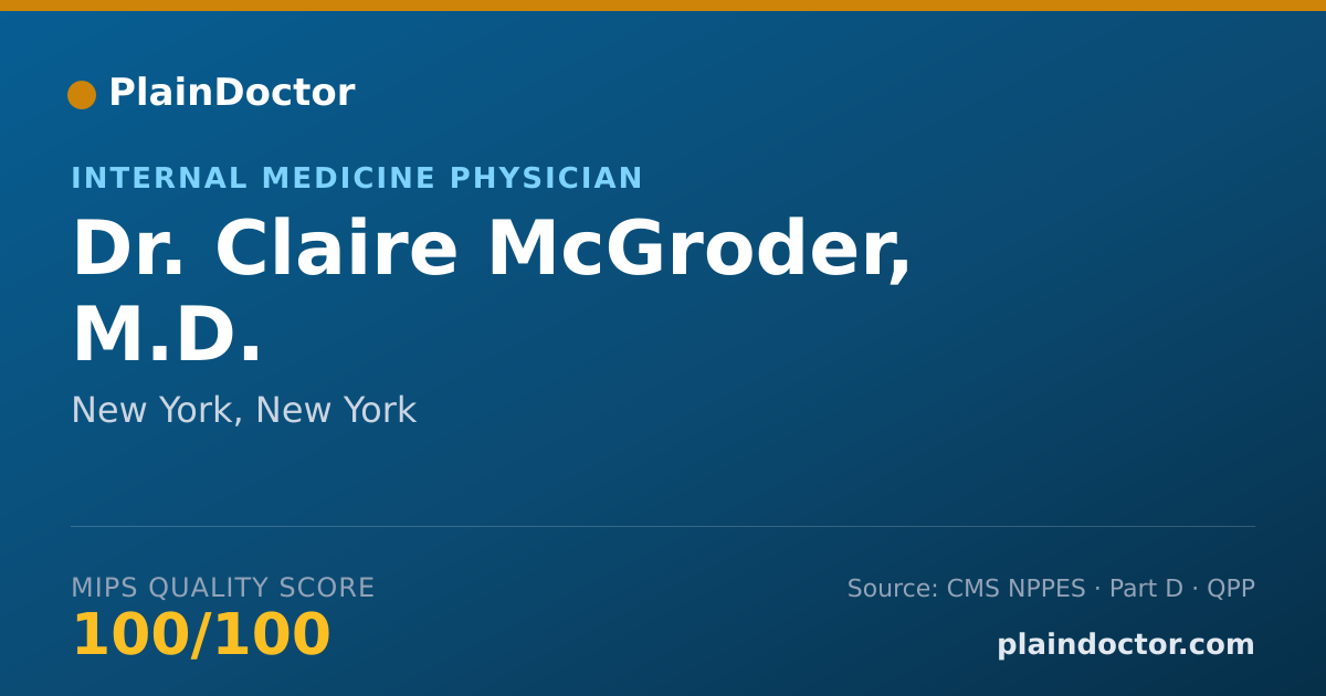 Shareable card for Claire McGroder, M.D. - Internal Medicine Physician, New York, NY