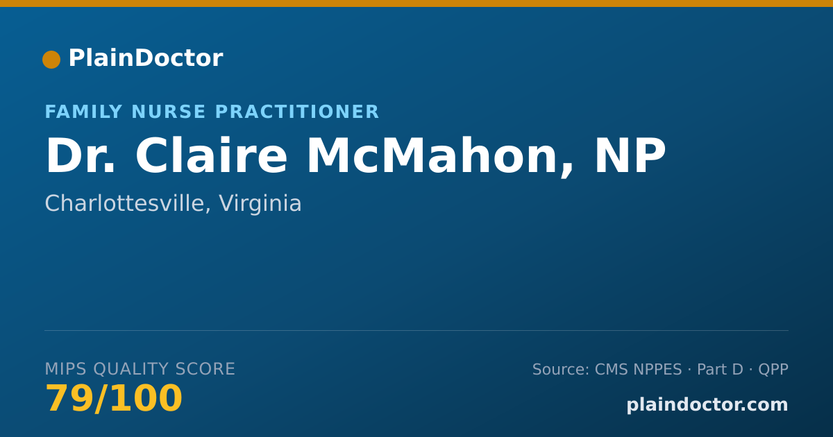 Shareable card for Claire McMahon, NP - Family Nurse Practitioner, Charlottesville, VA