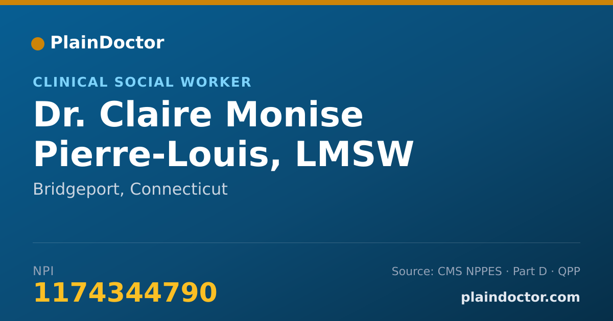 Shareable card for Claire Monise Pierre-Louis, LMSW - Clinical Social Worker, Bridgeport, CT