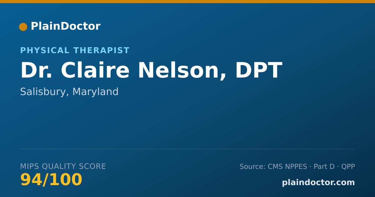 Shareable card for Claire Nelson, DPT - Physical Therapist, Salisbury, MD