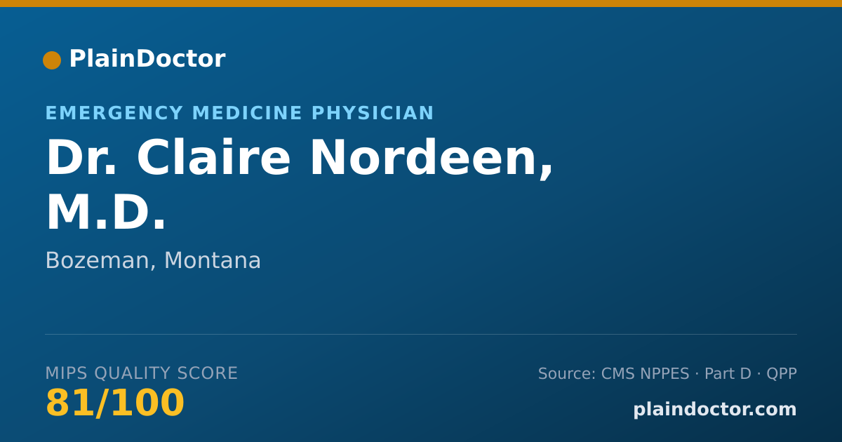 Shareable card for Claire Nordeen, M.D. - Emergency Medicine Physician, Bozeman, MT