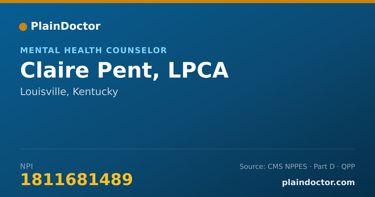 Shareable card for Claire Pent, LPCA - Mental Health Counselor, Louisville, KY