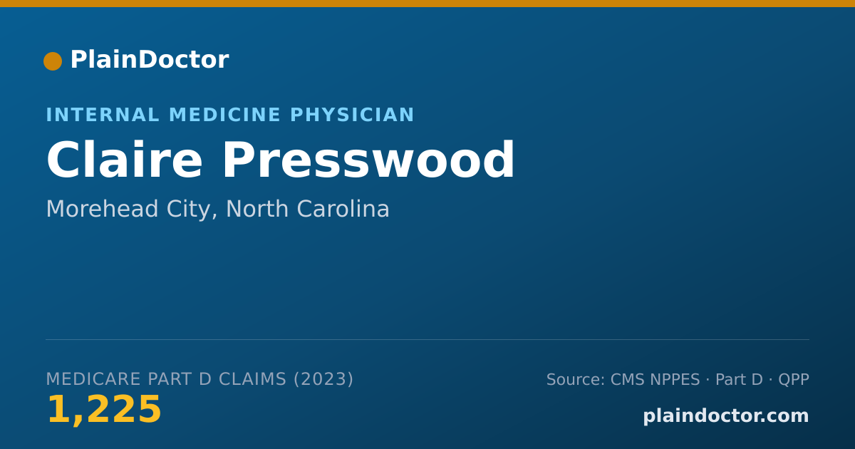 Shareable card for Claire Presswood - Internal Medicine Physician, Morehead City, NC
