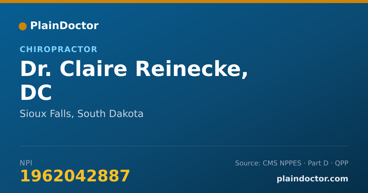 Shareable card for Claire Reinecke, DC - Chiropractor, Sioux Falls, SD