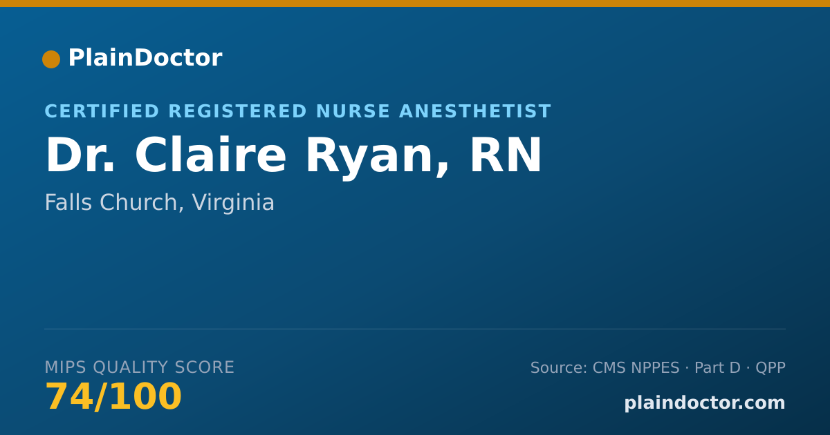 Shareable card for Claire Ryan, RN - Certified Registered Nurse Anesthetist, Falls Church, VA
