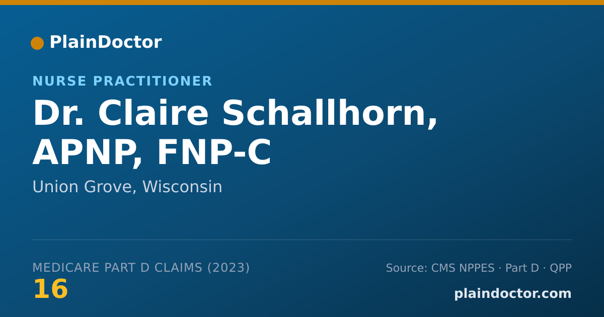Shareable card for Claire Schallhorn, APNP, FNP-C - Nurse Practitioner, Union Grove, WI