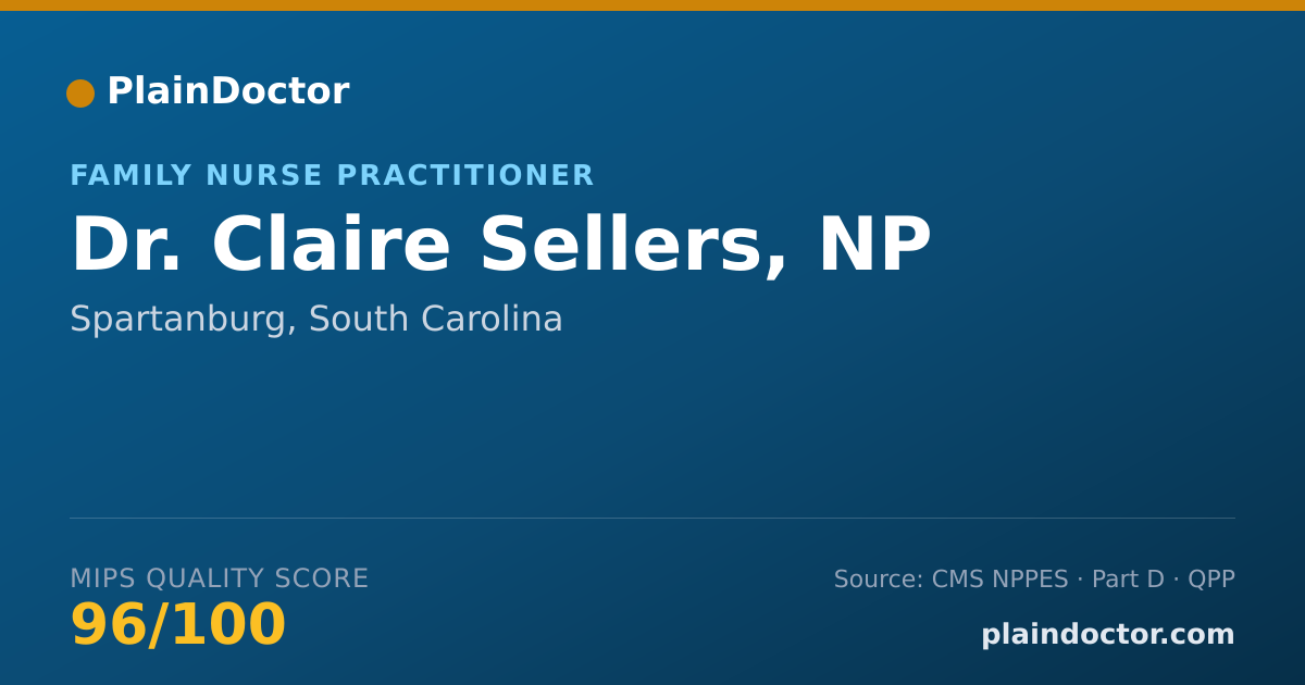 Shareable card for Claire Sellers, NP - Family Nurse Practitioner, Spartanburg, SC