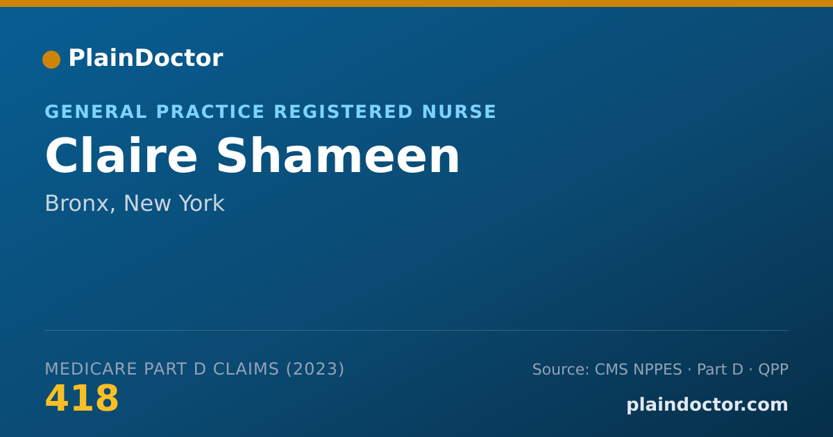 Shareable card for Claire Shameen - General Practice Registered Nurse, Bronx, NY