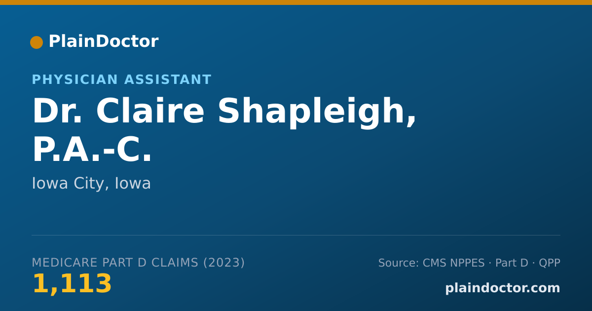 Shareable card for Claire Shapleigh, P.A.-C. - Physician Assistant, Iowa City, IA
