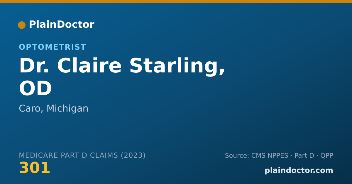 Shareable card for Claire Starling, OD - Optometrist, Caro, MI