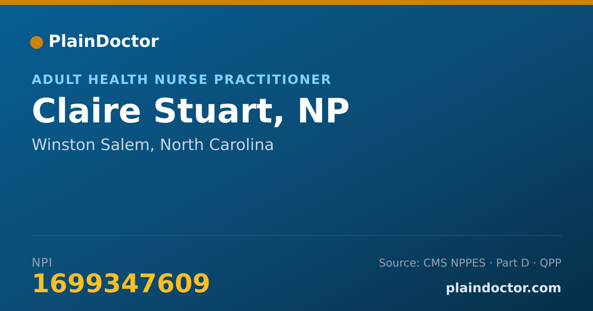Shareable card for Claire Stuart, NP - Adult Health Nurse Practitioner, Winston Salem, NC