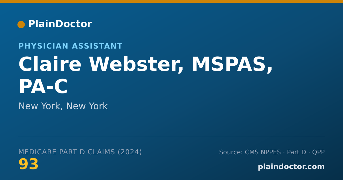 Shareable card for Claire Webster, MSPAS, PA-C - Physician Assistant, New York, NY