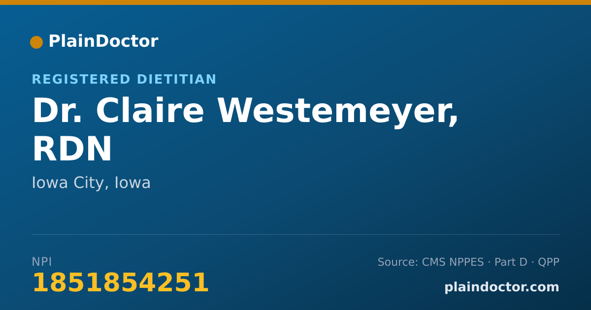 Shareable card for Claire Westemeyer, RDN - Registered Dietitian, Iowa City, IA