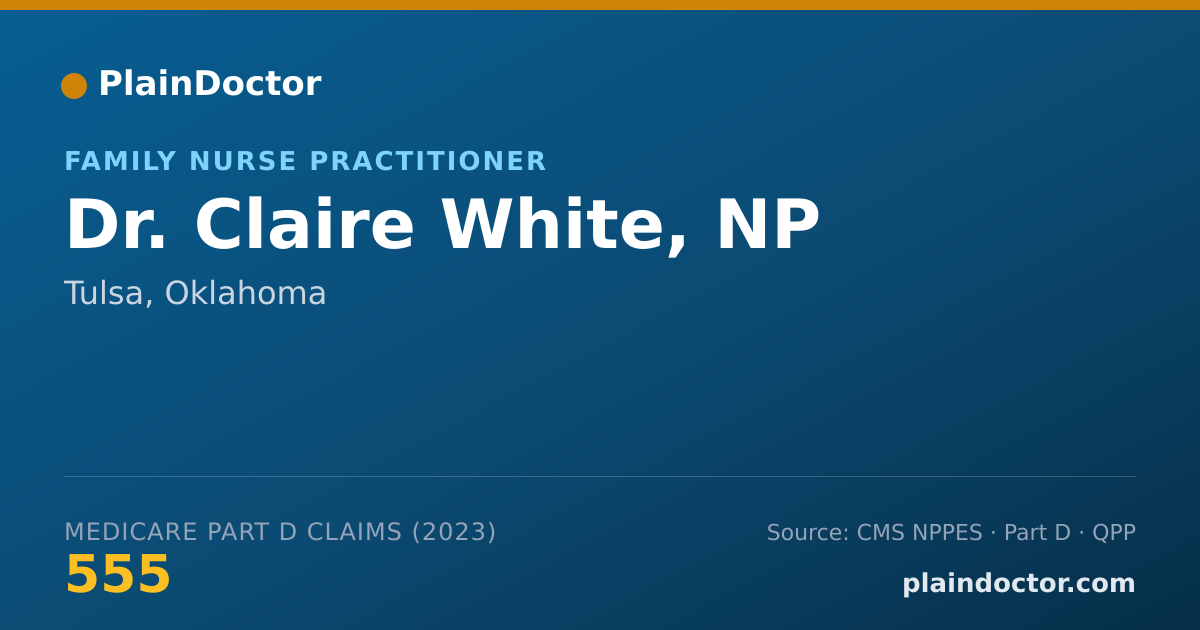 Shareable card for Claire White, NP - Family Nurse Practitioner, Tulsa, OK