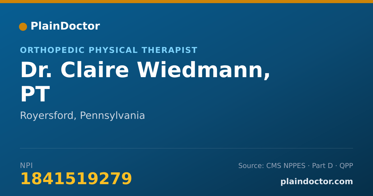 Shareable card for Claire Wiedmann, PT - Orthopedic Physical Therapist, Royersford, PA