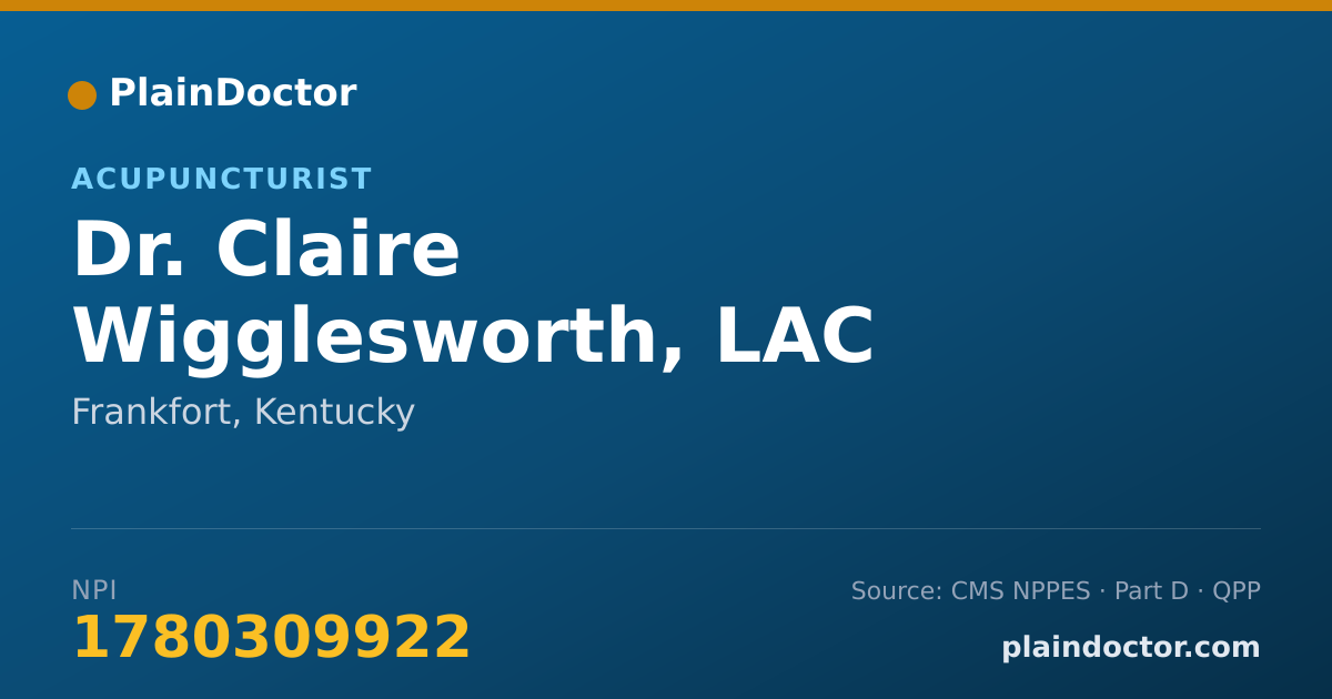 Shareable card for Claire Wigglesworth, LAC - Acupuncturist, Frankfort, KY