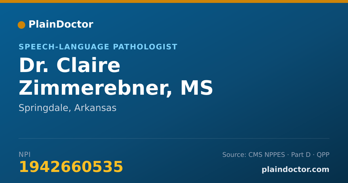 Shareable card for Claire Zimmerebner, MS CCC-SLP - Speech-Language Pathologist, Springdale, AR
