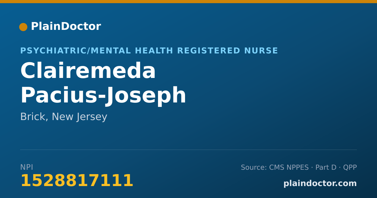 Shareable card for Clairemeda Pacius-Joseph - Psychiatric/Mental Health Registered Nurse, Brick, NJ