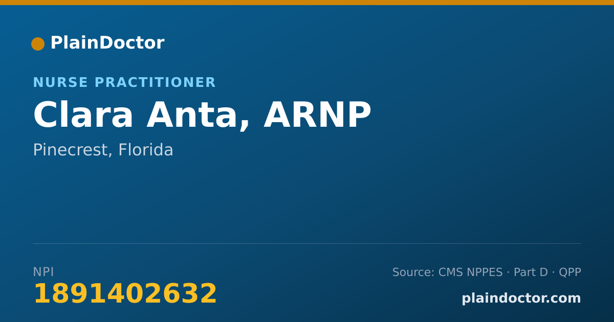 Shareable card for Clara Anta, ARNP - Nurse Practitioner, Pinecrest, FL