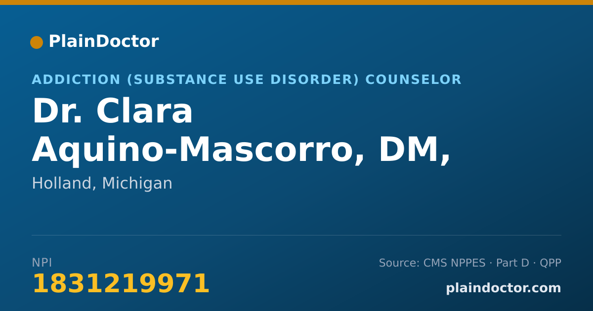 Shareable card for Clara Aquino-Mascorro, DM, CAC-II,LBSW - Addiction (Substance Use Disorder) Counselor, Holland, MI