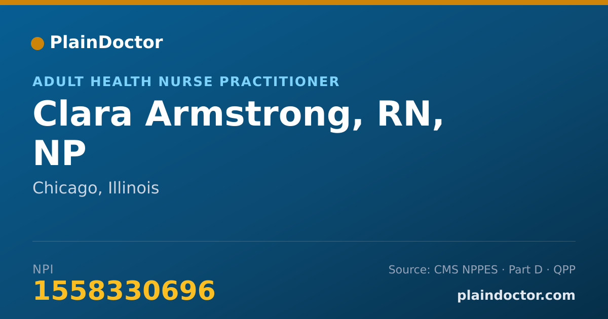 Shareable card for Clara Armstrong, RN, NP - Adult Health Nurse Practitioner, Chicago, IL