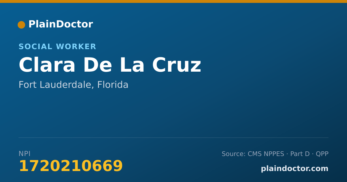 Shareable card for Clara De La Cruz - Social Worker, Fort Lauderdale, FL