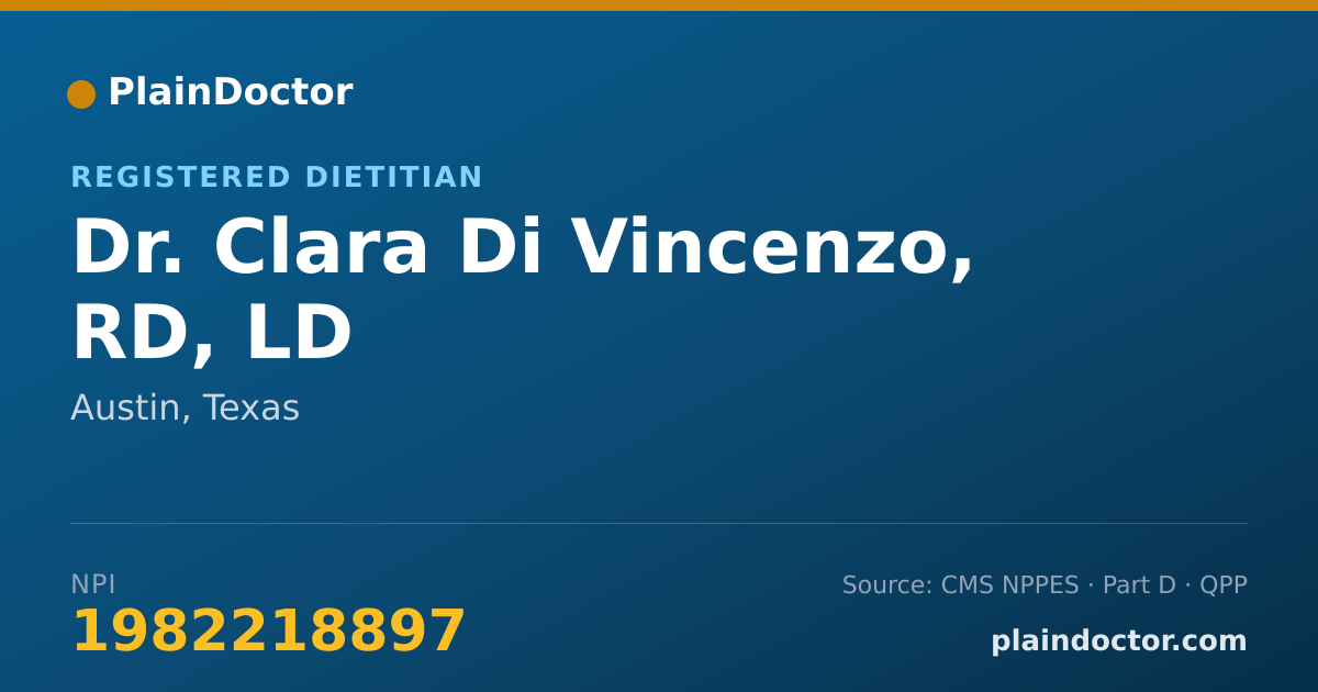 Shareable card for Clara Di Vincenzo, RD, LD - Registered Dietitian, Austin, TX