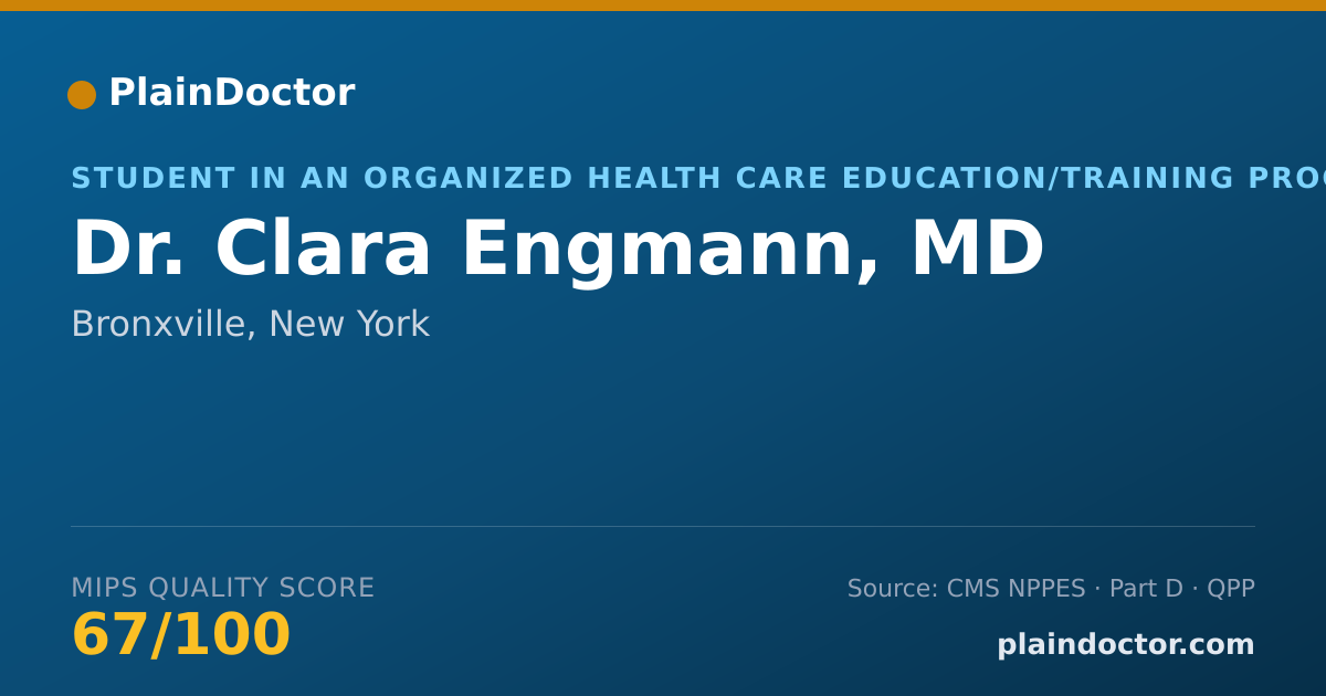 Shareable card for Clara Engmann, MD - Student in an Organized Health Care Education/Training Program, Bronxville, NY