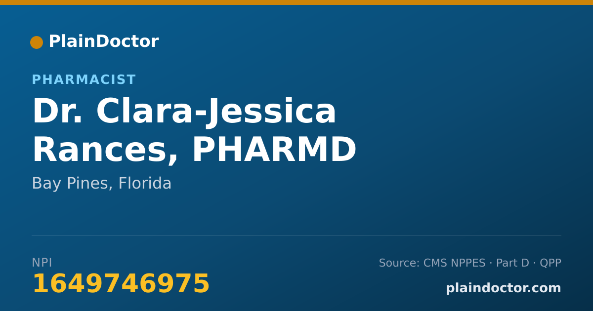 Shareable card for Clara-Jessica Rances, PHARMD - Pharmacist, Bay Pines, FL