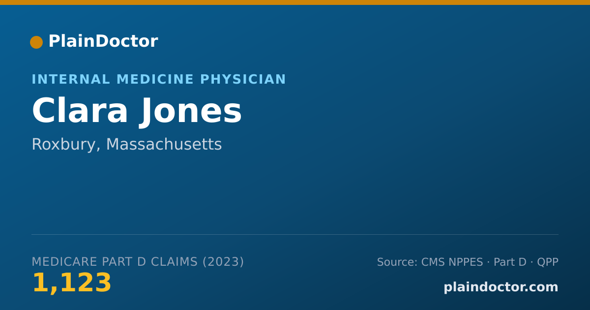 Shareable card for Clara Jones - Internal Medicine Physician, Roxbury, MA